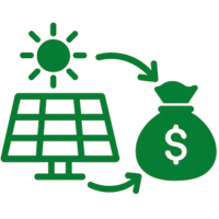 Icono ahorro con paneles solares
